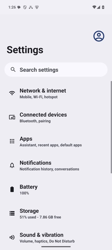 mobium accessibility bold_text on on an Android 15 emulator