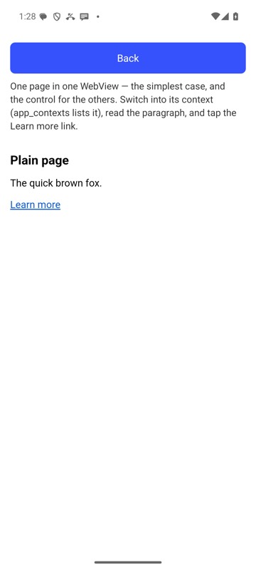 mobium contexts on an Android 15 emulator