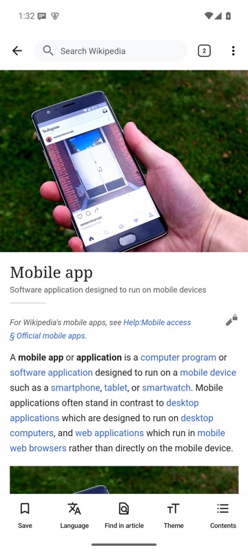 mobium open https://en.wikipedia.org/wiki/Mobile_app on an Android 15 emulator