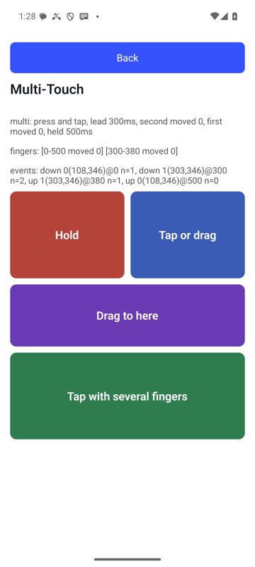 mobium press-tap 'label=Hold zone' 'label=Act zone' on an Android 15 emulator