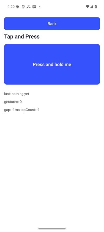 Before: mobium double-tap testid=pressTarget on an Android 15 emulator